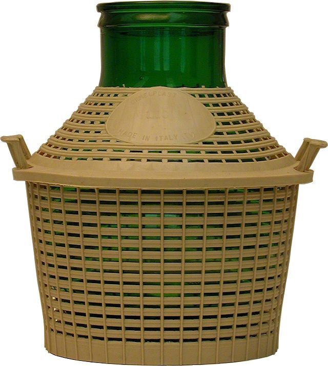 Damigiana bocca larga rivestita plastica lt.10