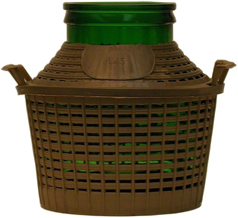Damigiana bocca larga rivestita plastica lt.5