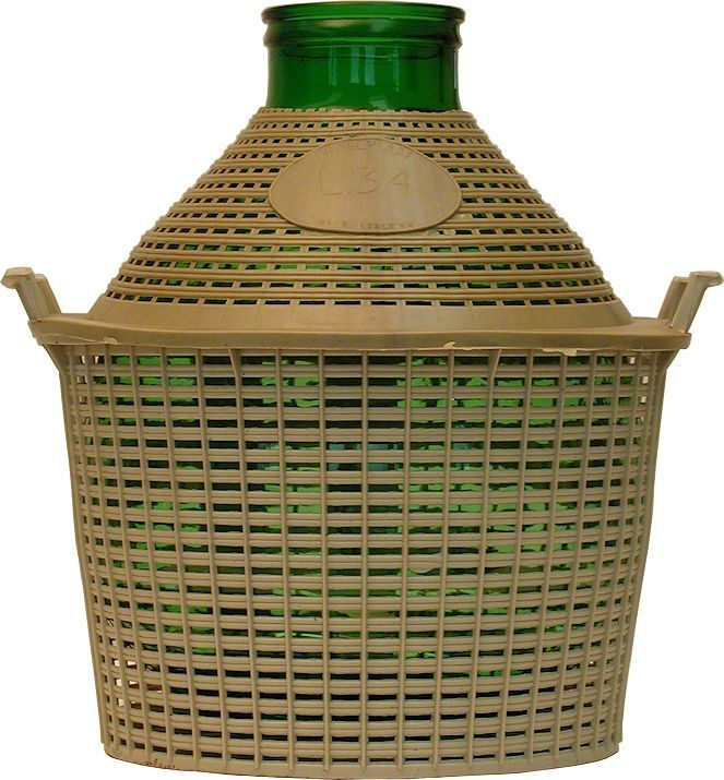 Damigiana bocca larga rivestita plastica lt.34
