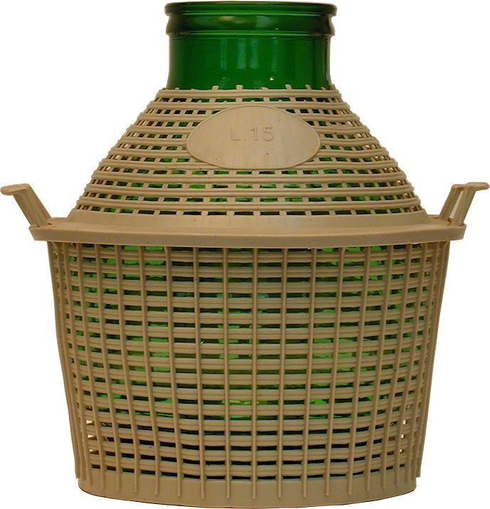 Damigiana bocca larga rivestita plastica lt.15
